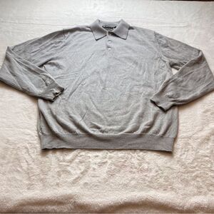 Bachrach Gray 100% Italian Merino Wool Long Sleeve Sweater Size Medium